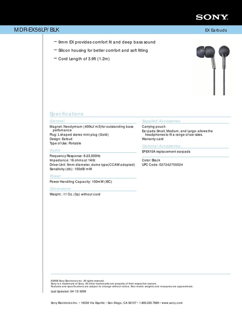 Sony MDR-EX56LP Specifications