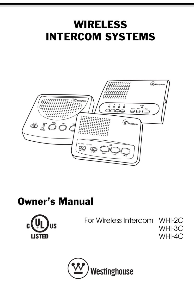 Westinghouse WHI-3S - One Piece Intercom Unit owner's manual