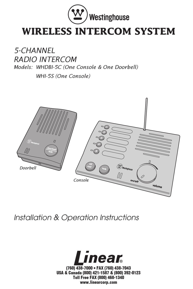 Westinghouse WHI-3S - One Piece Intercom Unit Installation and operation instructions