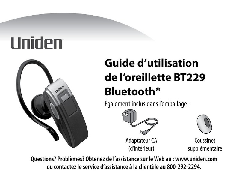 Uniden BT229 - Bluetooth Headset Guide d'utilisation