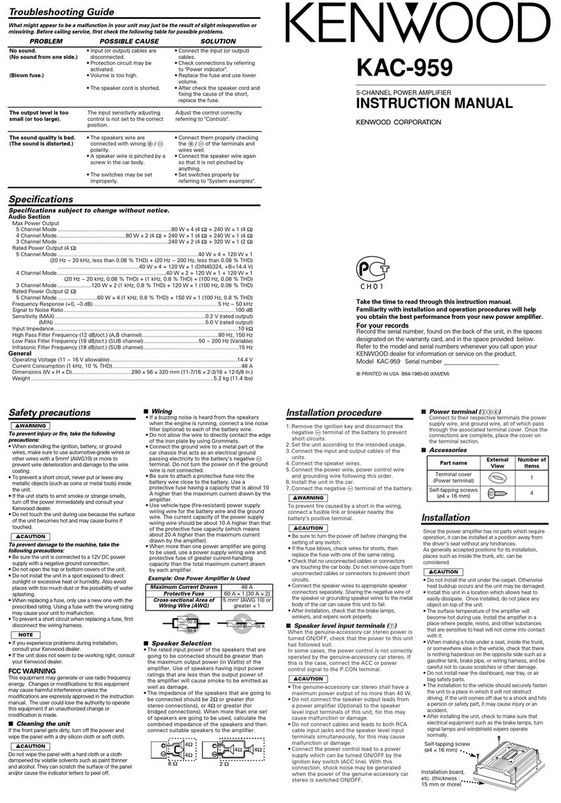 Kenwood KAC959 - Amplifier User manual