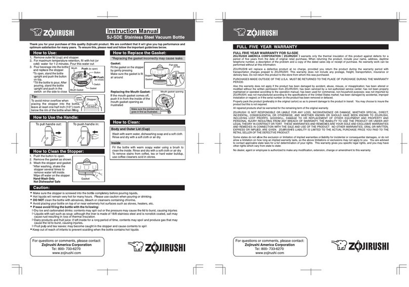 Zojirushi SJ-SDE User manual