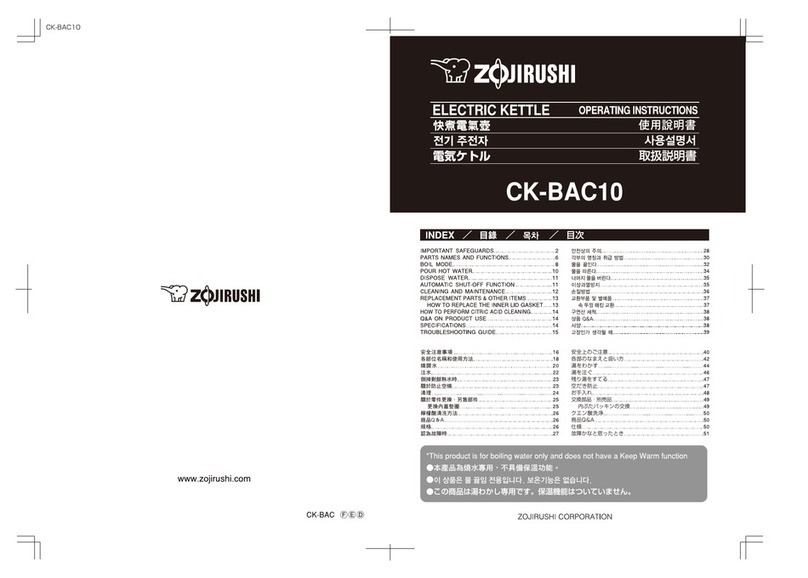 Zojirushi CK-BAC10 operating instructions