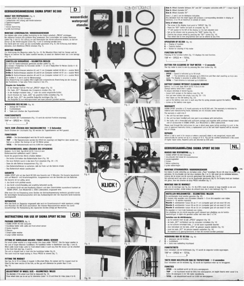 SIGMA SPORT BC 300 Instructions for use