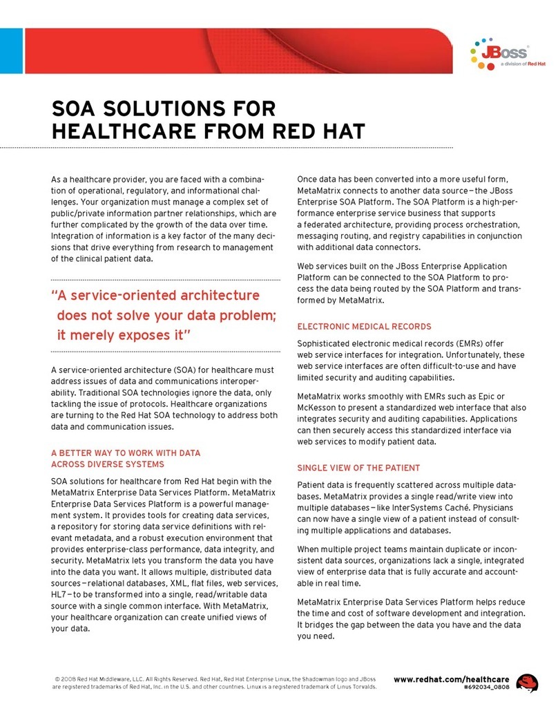 Red Hat SOA SO LUTIONS FOR HEALTHCARE FROM RED HAT - SOLUTIONS... User manual