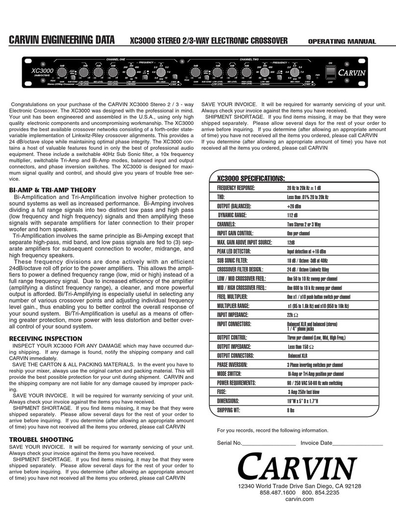 CARVIN XC3000 operating manual