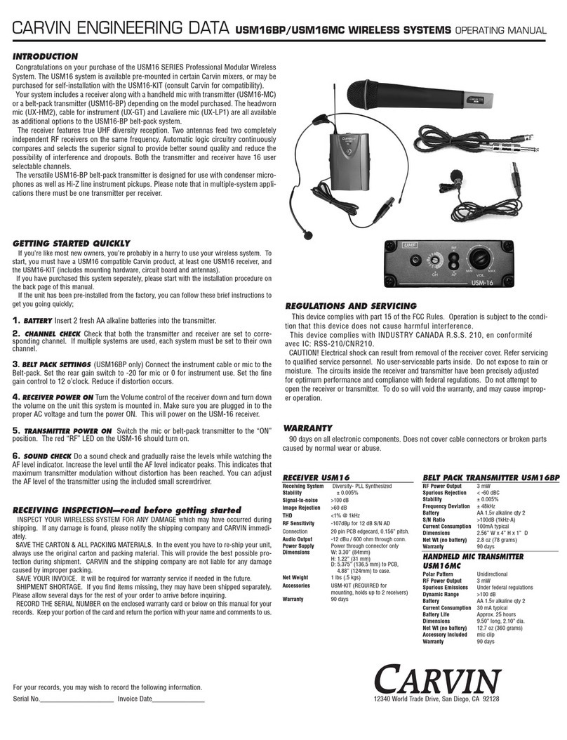 CARVIN USM16BP User manual CARVIN USM16BP User manual