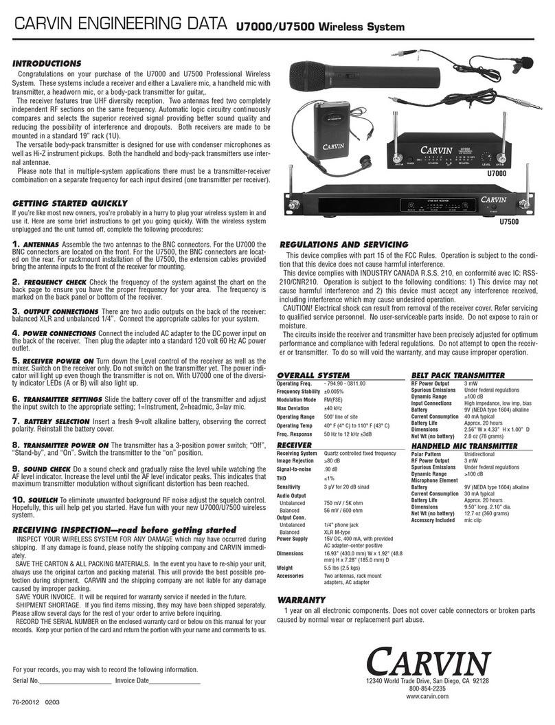 CARVIN U7000 User manual CARVIN U7000 User manual