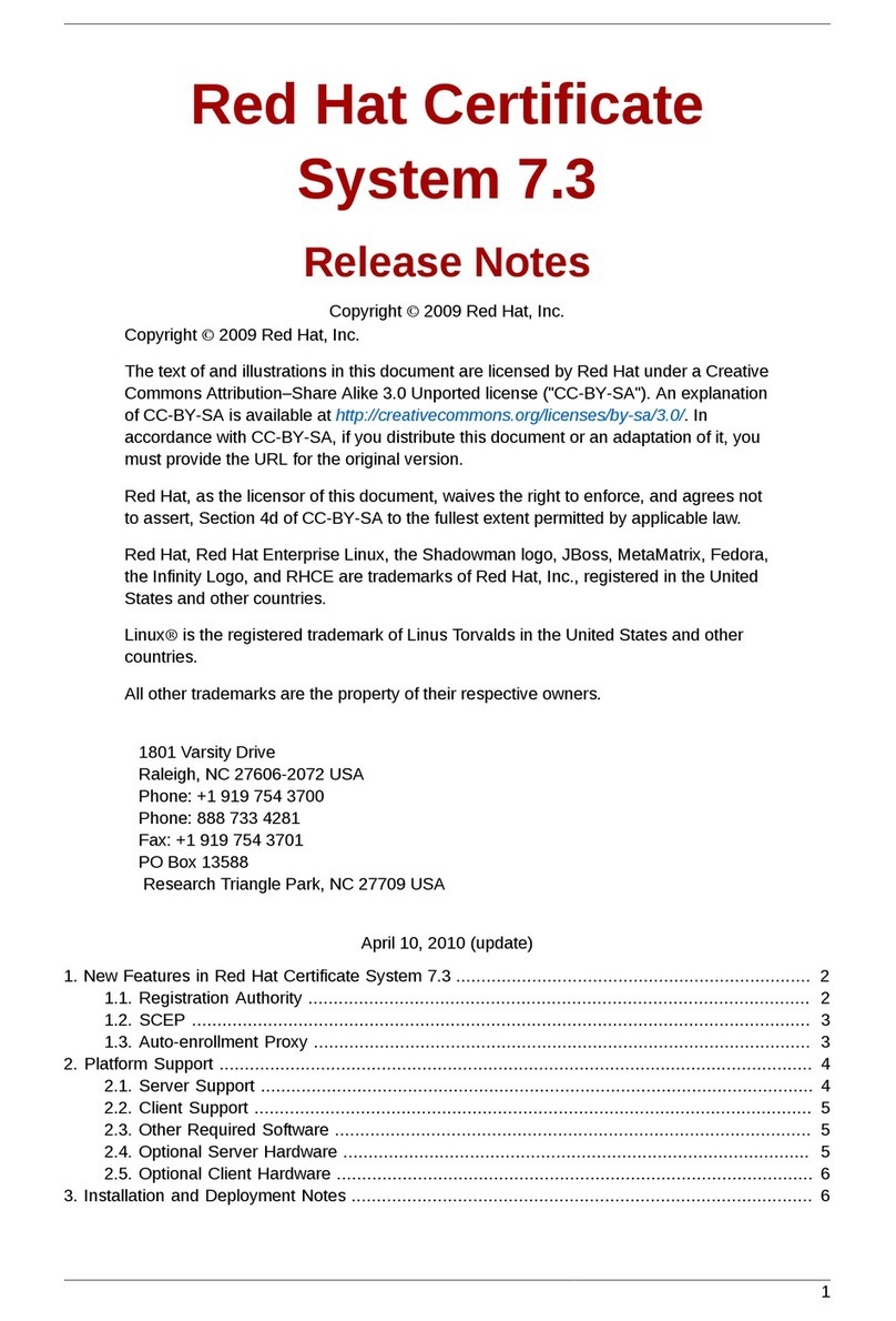 Red Hat CERTIFICATE 7.3 RELEASE NOTES Instruction Manual