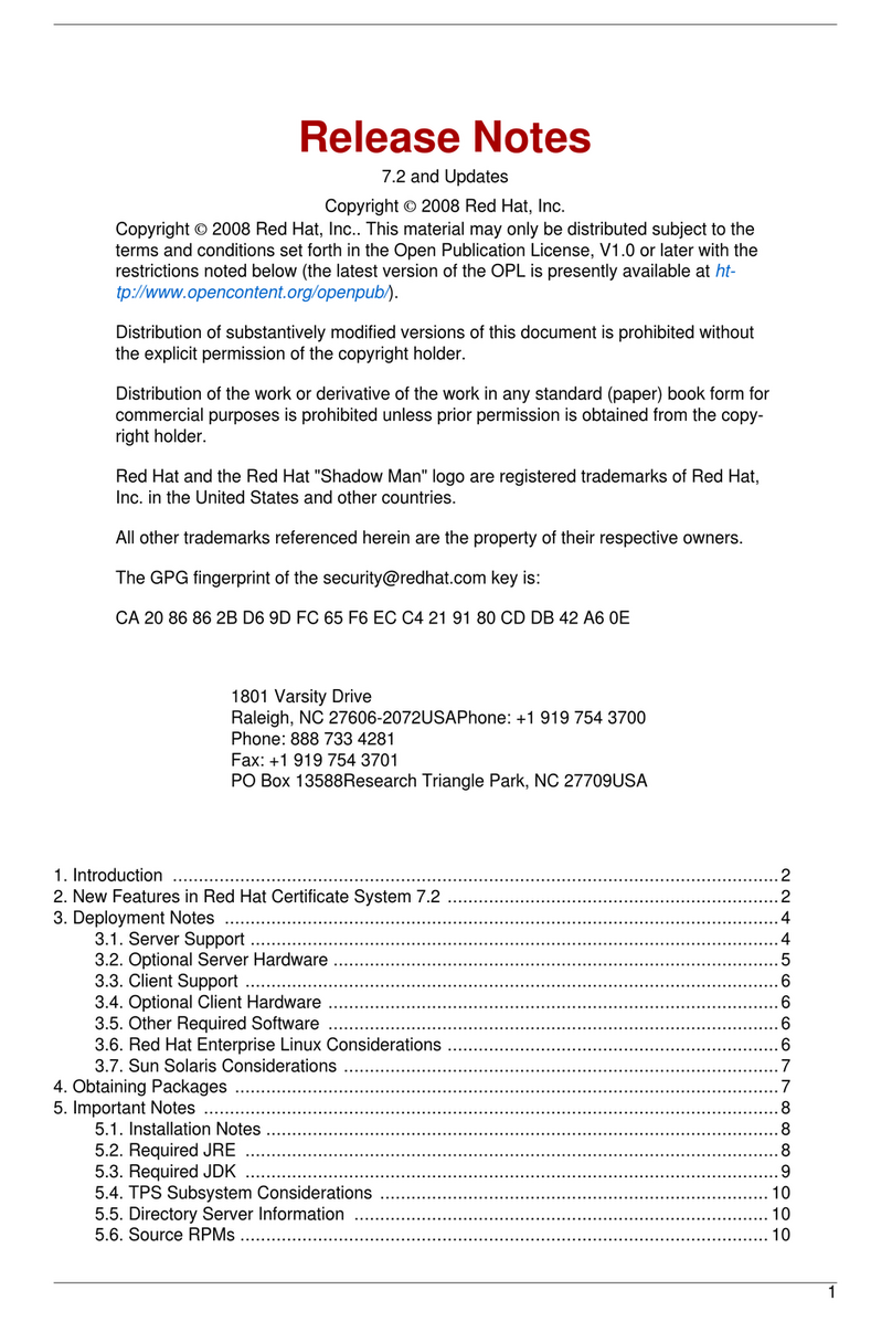 Red Hat CERTIFICATE 7.2 RELEASE NOTES Instruction Manual