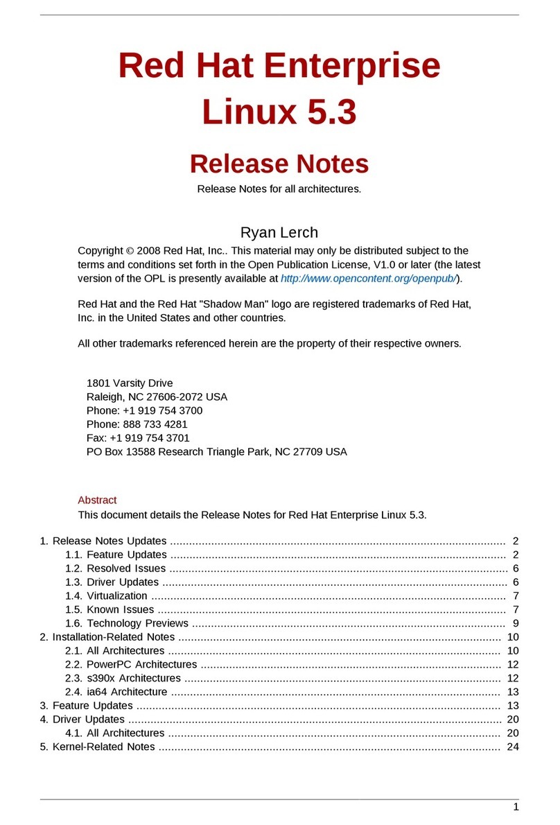 Red Hat ENTERPRISE LINUX 5.3 - RELEASE MANIFEST Instruction Manual