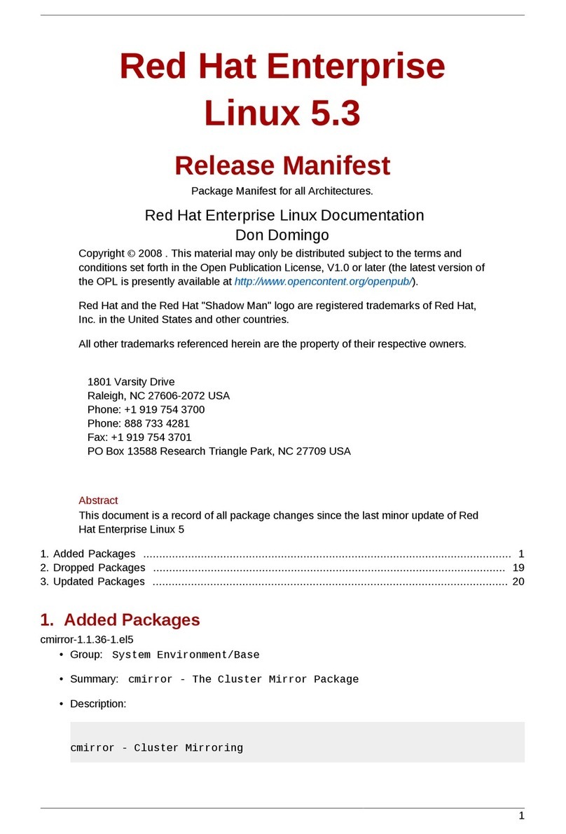 Red Hat ENTERPRISE LINUX 5.3 - RELEASE MANIFEST User manual