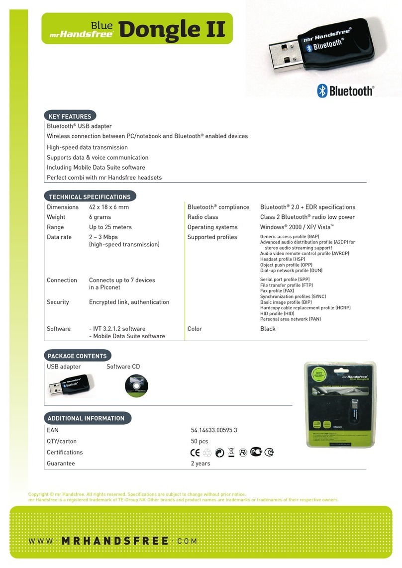 MRHANDSFREE BLUE DONGLE II User manual