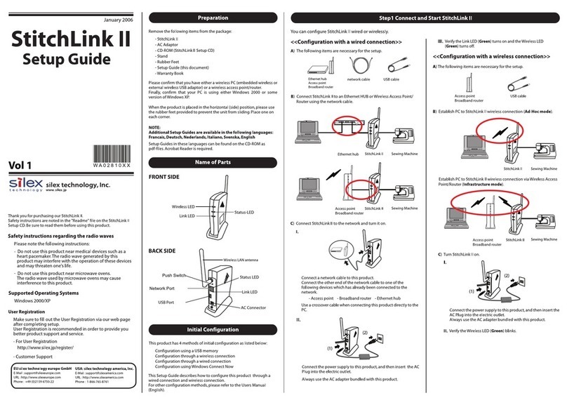 Silex technology STITCHLINK II - SETUP GUIDE 1-2006 Setup guide Silex technology STITCHLINK II - SETUP GUIDE 1-2006 Setup guide