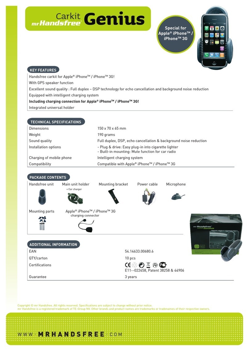 MRHANDSFREE Carkit Genius datasheet MRHANDSFREE Carkit Genius datasheet