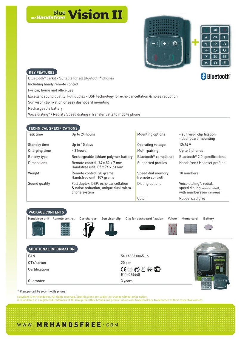 MRHANDSFREE Blue Vision II datasheet