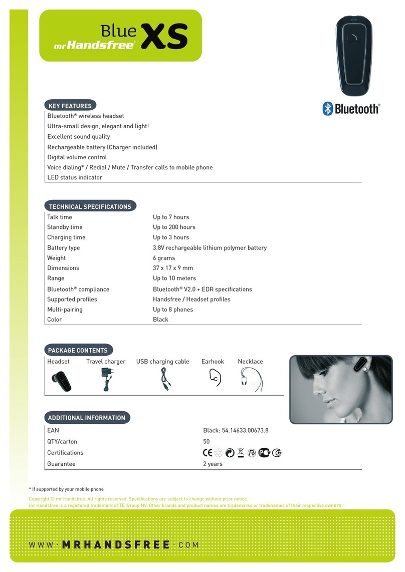 MRHANDSFREE blue XS User manual