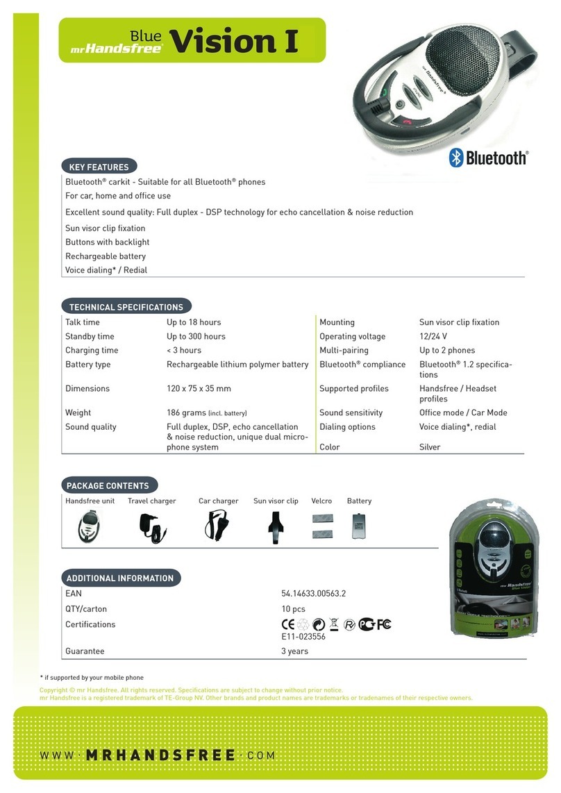 MRHANDSFREE BLUE VISION I datasheet