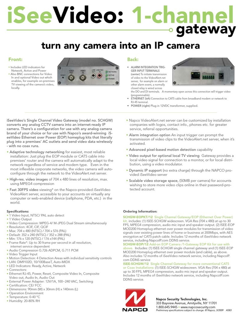 NAPCO ISEEVIDEO - BROCHURE 1-CHANNEL GATEWAY brochure