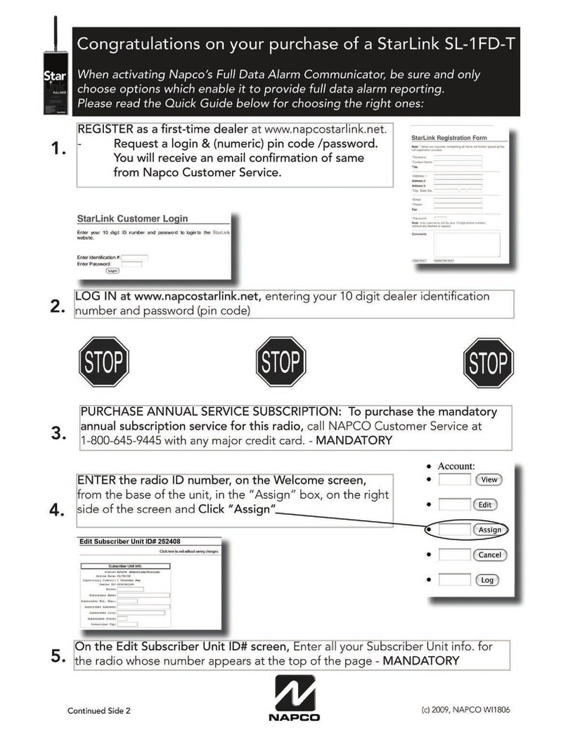NAPCO STARLINK SL-1 FD-T User manual