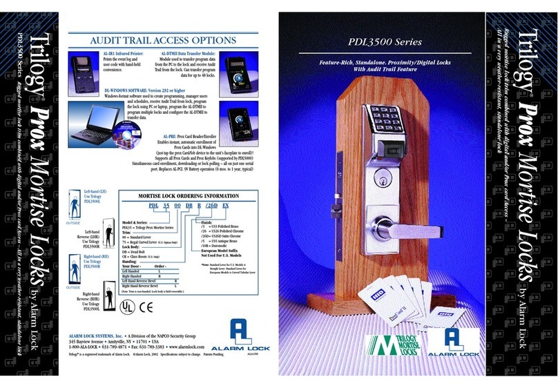 Alarm Lock Trilogy PDL3500 datasheet