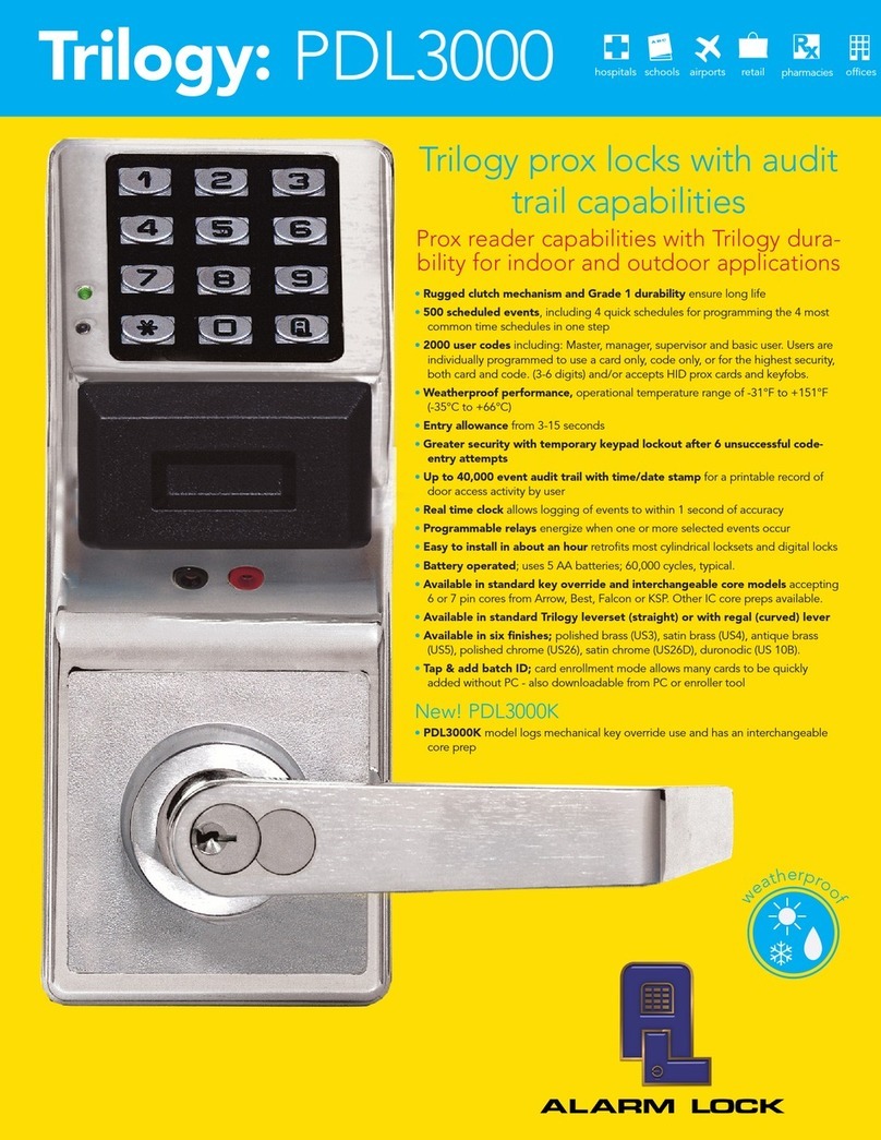 Alarm Lock Trilogy PDL3000 User manual