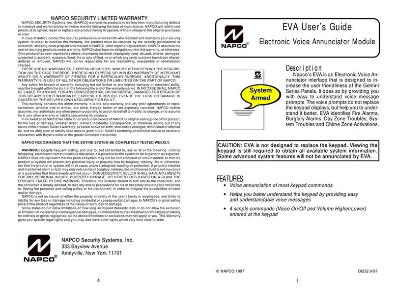 NAPCO EVA - 6-97 manual