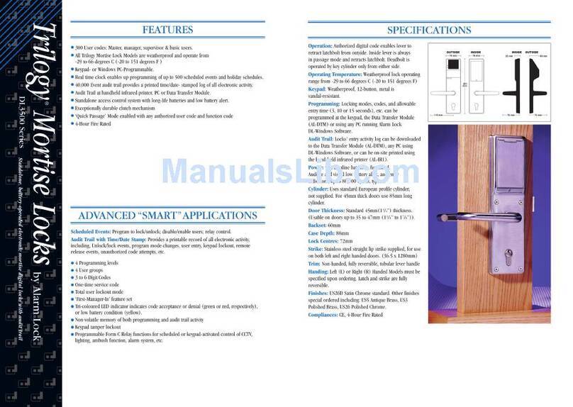 Alarm Lock Trilogy DL3500 datasheet