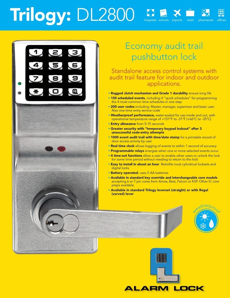 Alarm Lock Trilogy DL2800 User manual