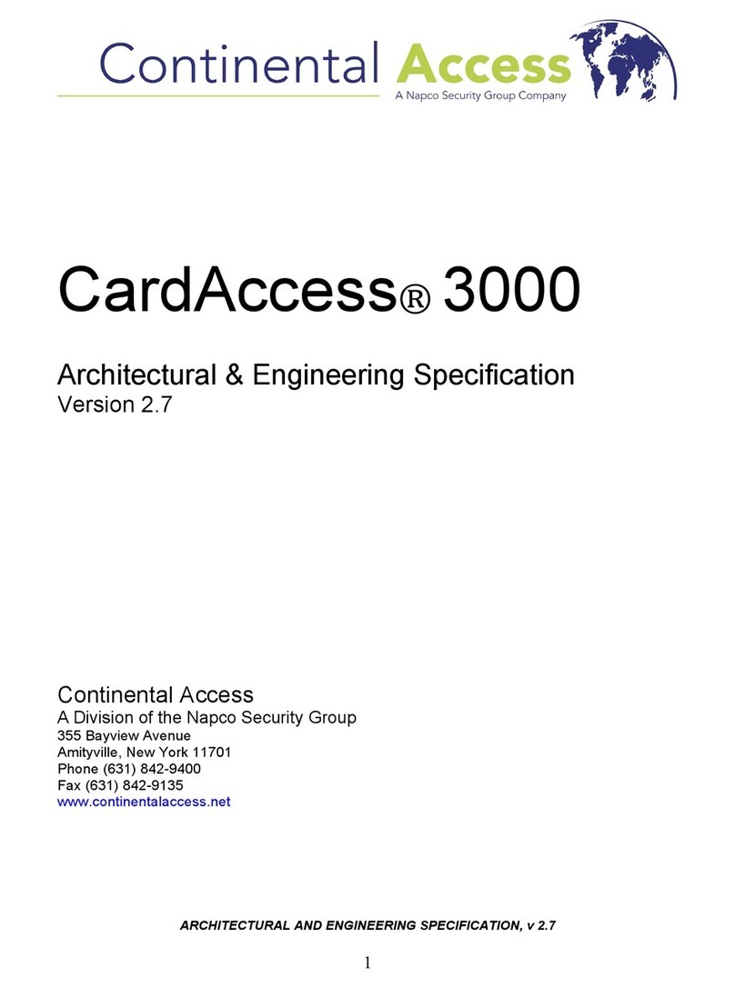 Continental Access CARDACCESS 3000 - ARCHITECTURAL AND ENGINEERING SPECIFICATION... specification