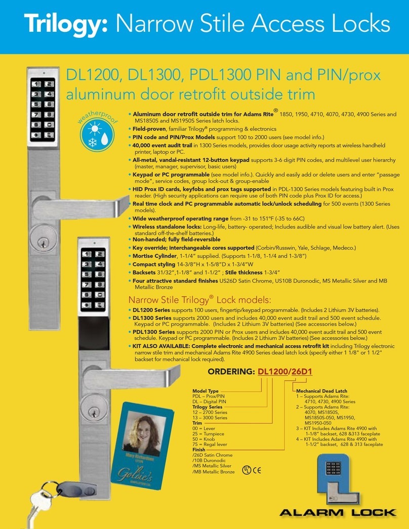 Alarm Lock Trilogy DL1200 User manual