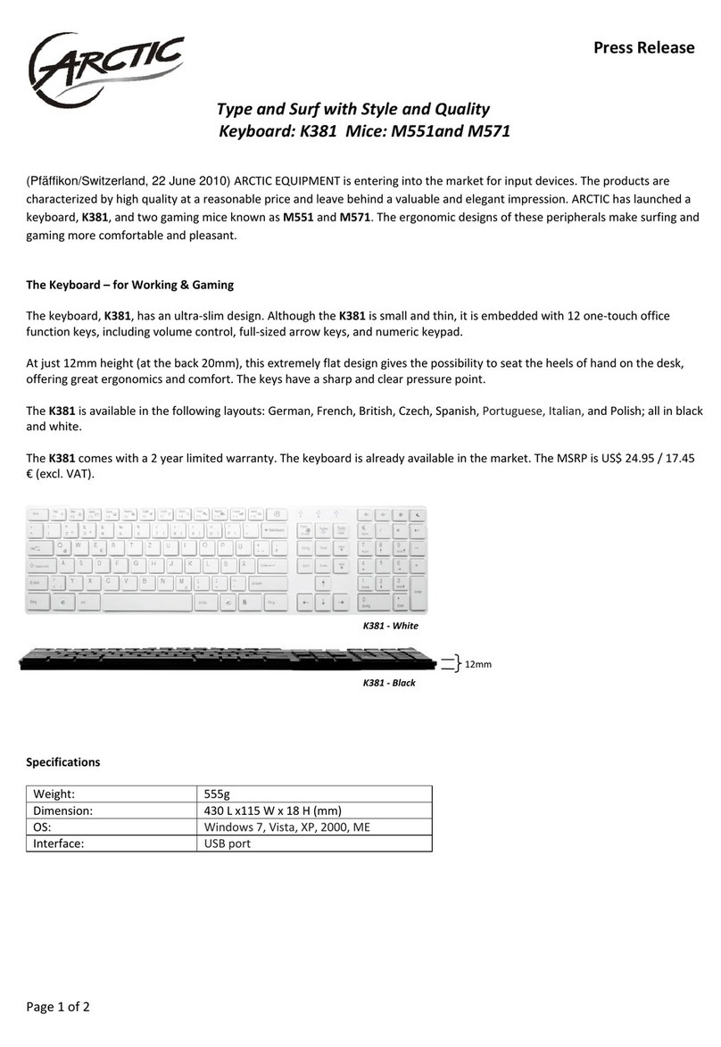 Arctic K381 - PRESS RELEASE Specifications