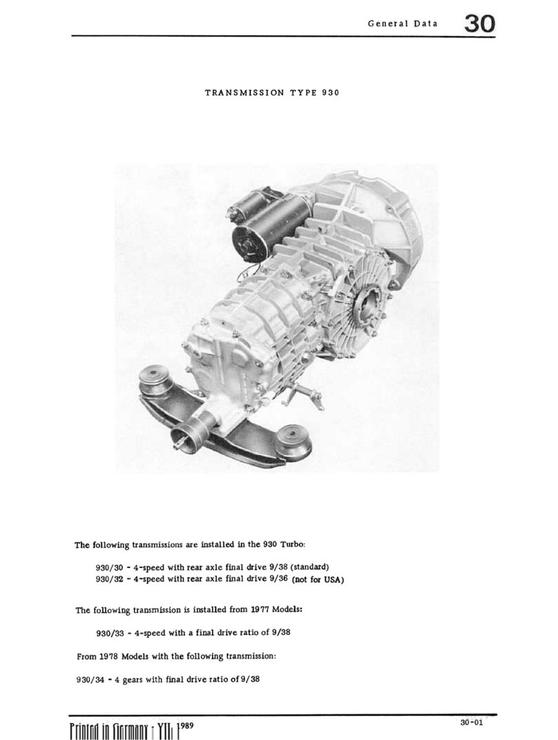 Porsche 930 TURBO - 1989 GENERAL DATA manual