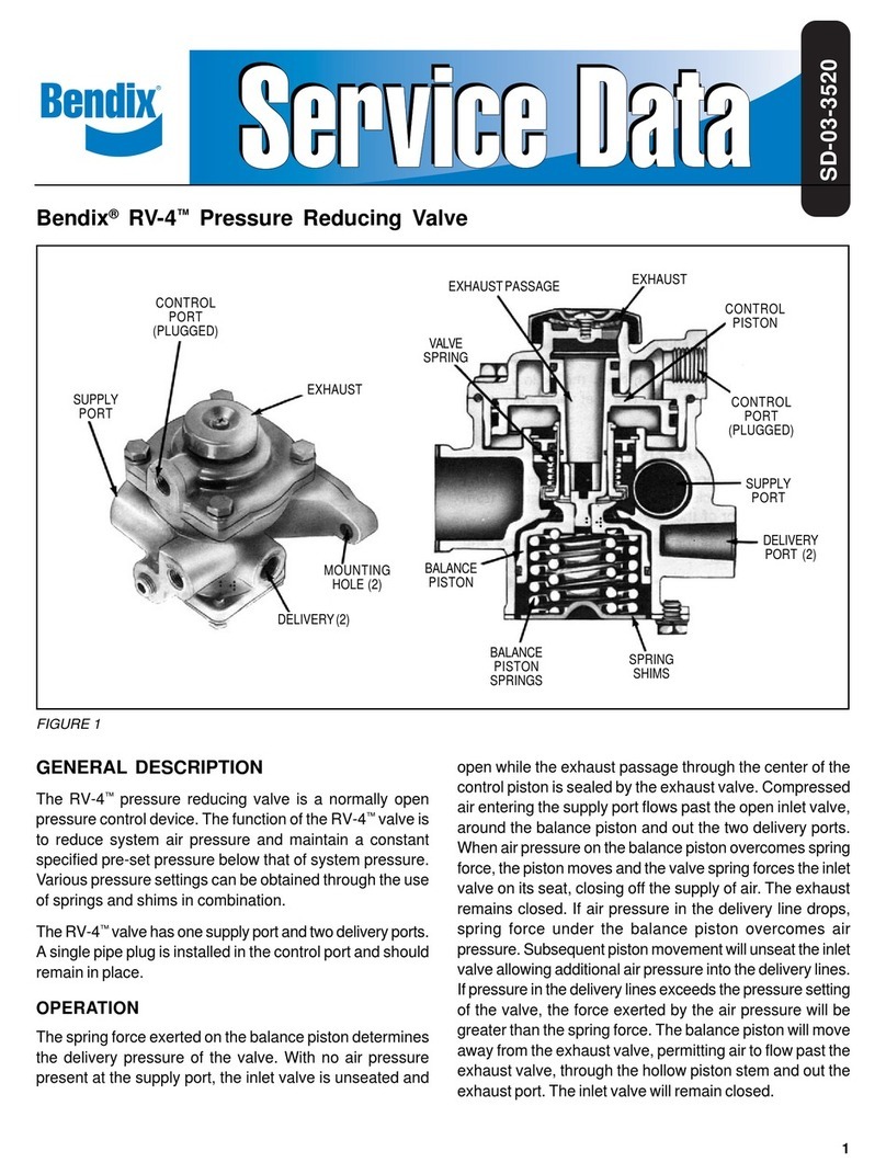 BENDIX RV-4 PRESSURE REDUCING VALVE Operating and maintenance instructions