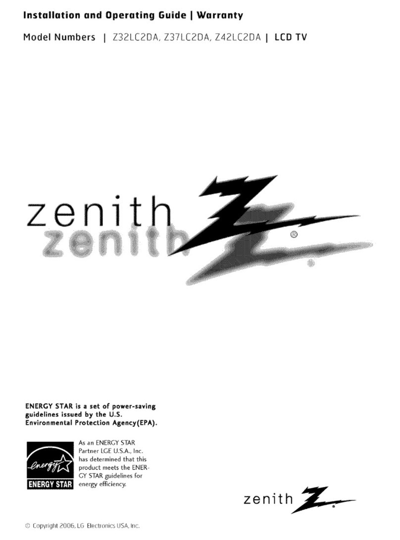 Zenith 32LC2DA Installation guide