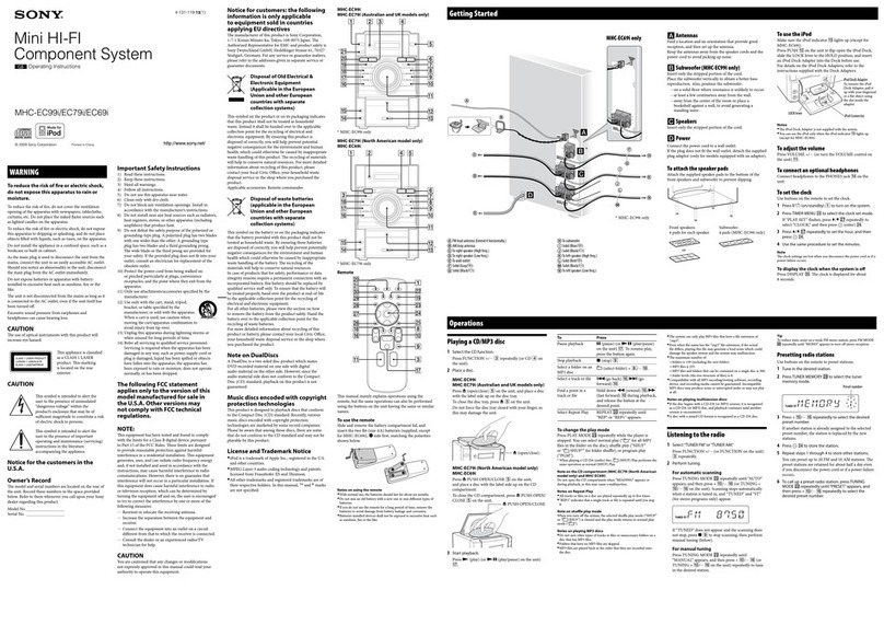 Sony HCD-EC99i - Compact Disc Receiver Component User manual