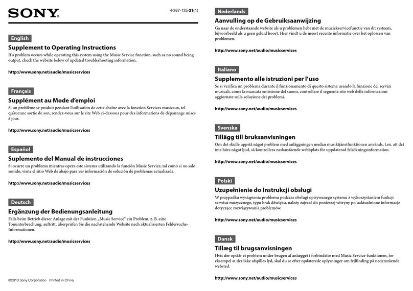 Sony CMT-MX700Ni Supplemental operating instructions