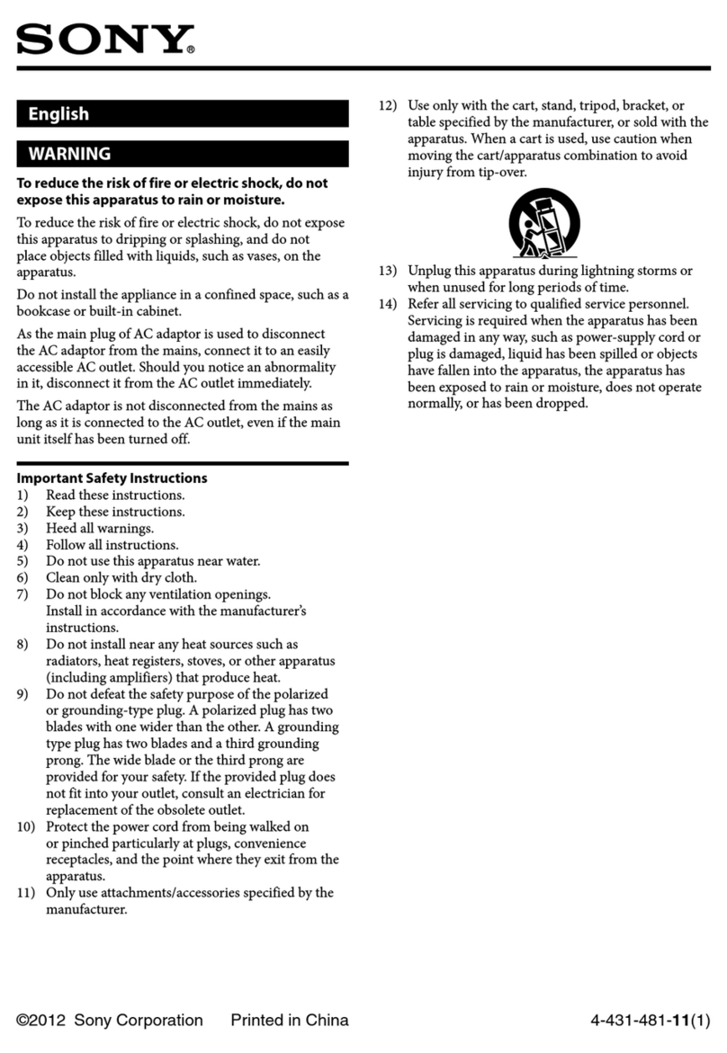 Sony CMT-V10iP Important safety instructions