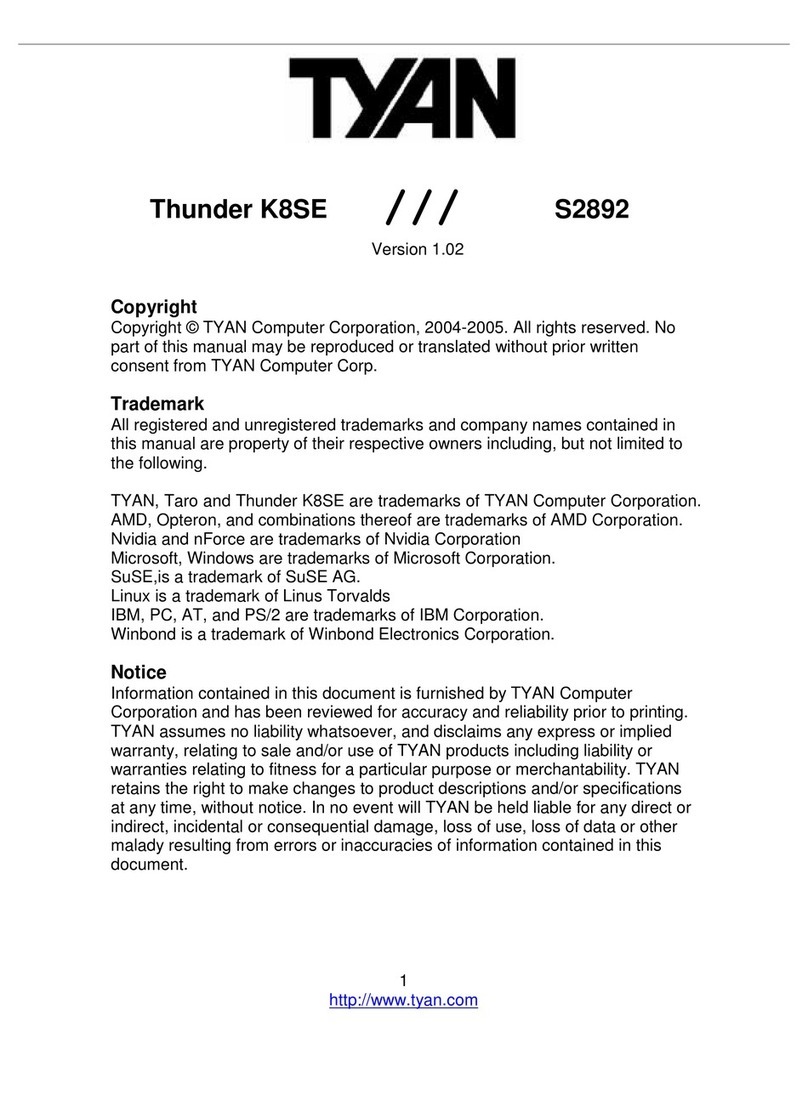 TYAN THUNDER K8SE User manual