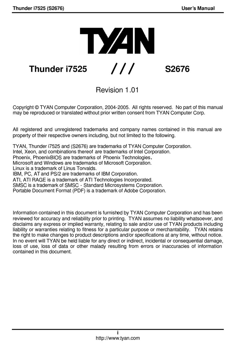 TYAN THUNDER I7525 User manual TYAN THUNDER I7525 User manual