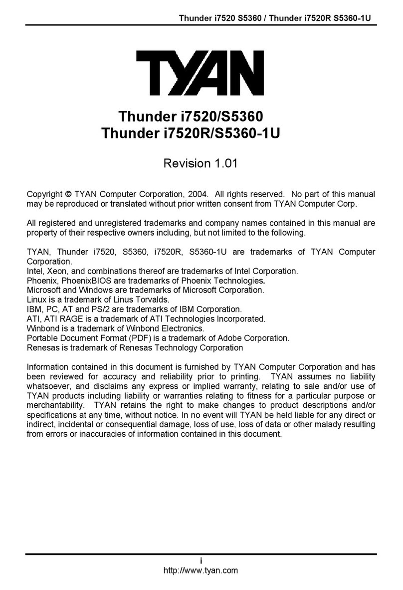 TYAN THUNDER I7520, D, R, RD manual