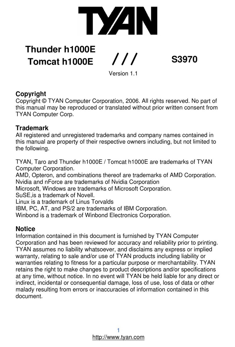 TYAN THUNDER TOMCAT H1000E User manual