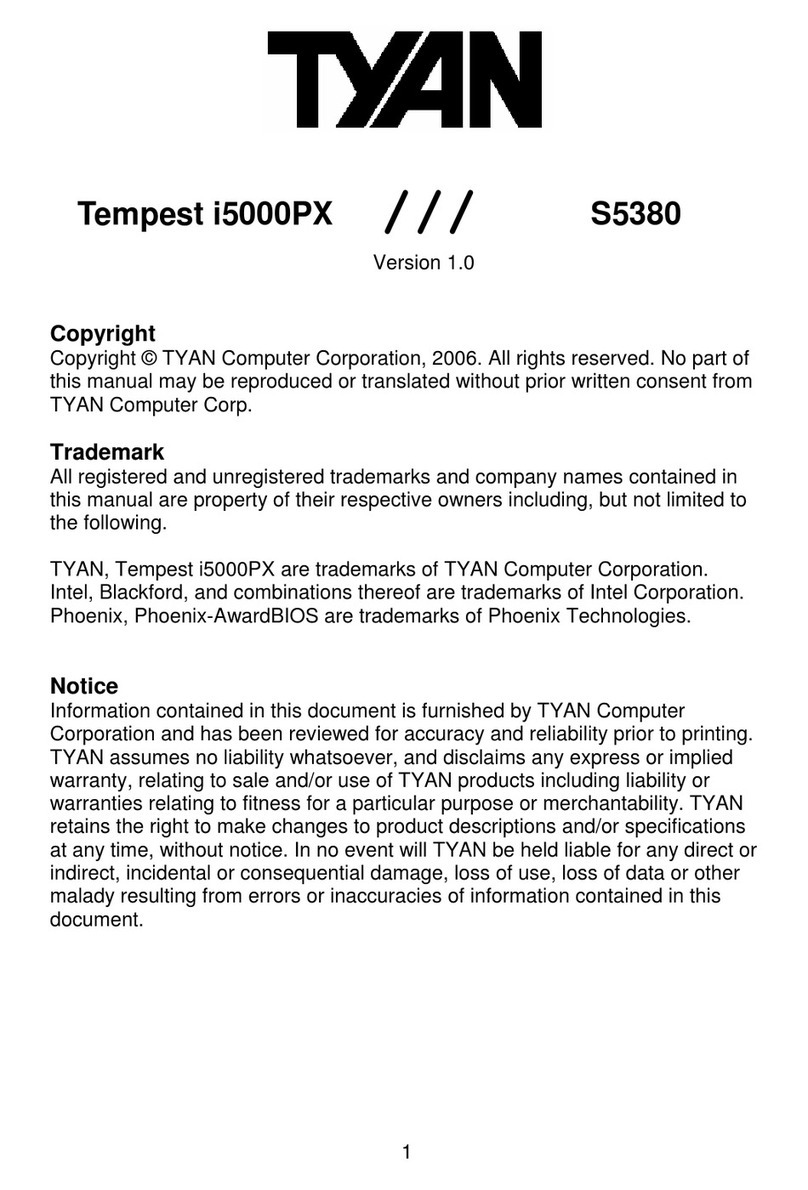 TYAN TEMPEST I5000PX User manual