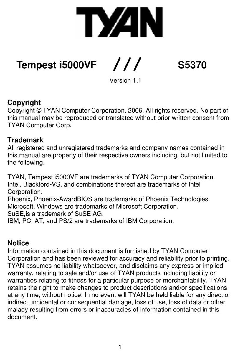 TYAN TEMPEST I5000VF manual