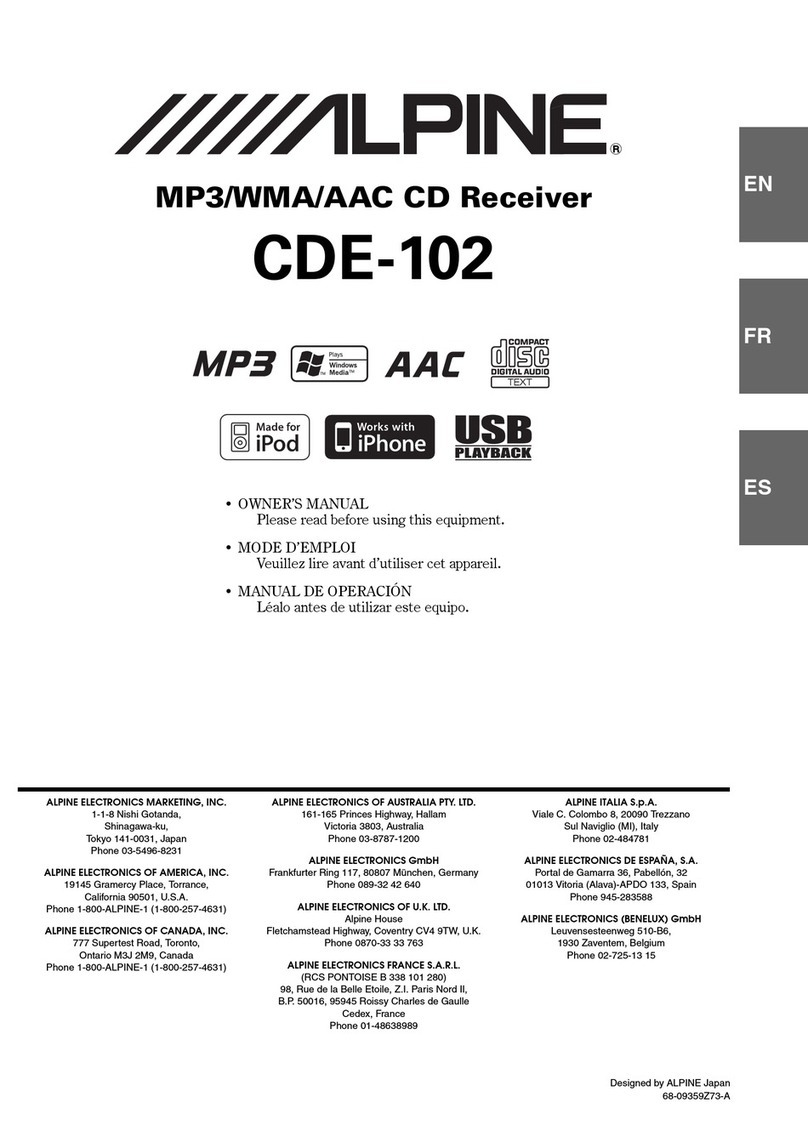 Alpine CDE 102 - Radio / CD Assembly instructions