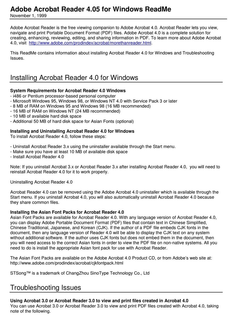 Adobe ACROBAT READER 4.0 Troubleshooting Adobe ACROBAT READER 4.0 Troubleshooting