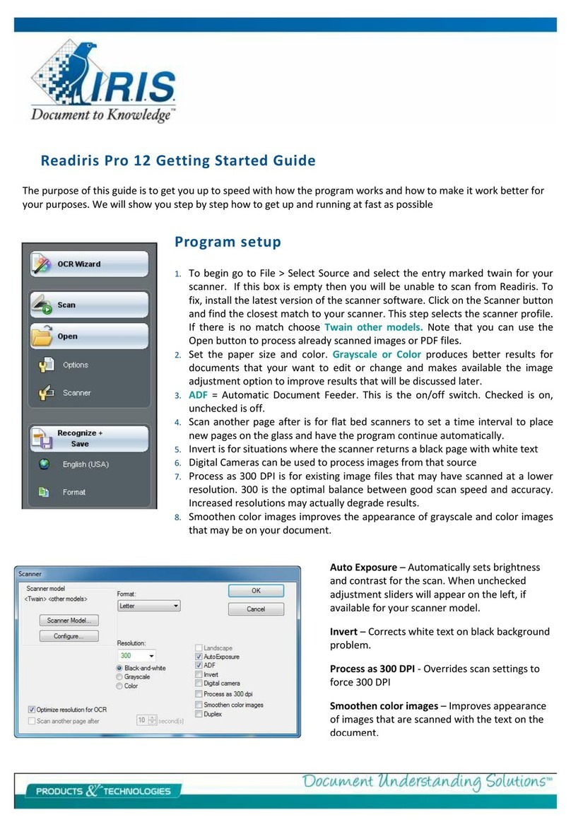 I.R.I.S. READIRIS PRO 12 Getting started guide I.R.I.S. READIRIS PRO 12 Getting started guide