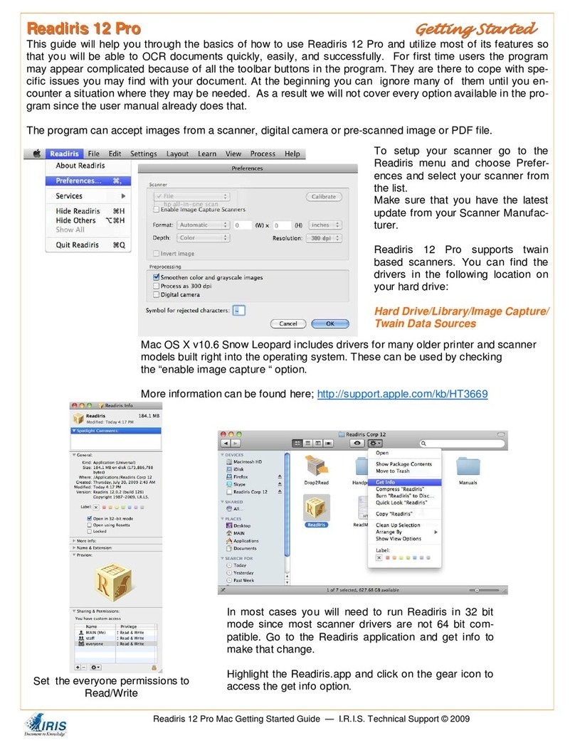 IRIS READIRIS 12 PRO Getting started guide