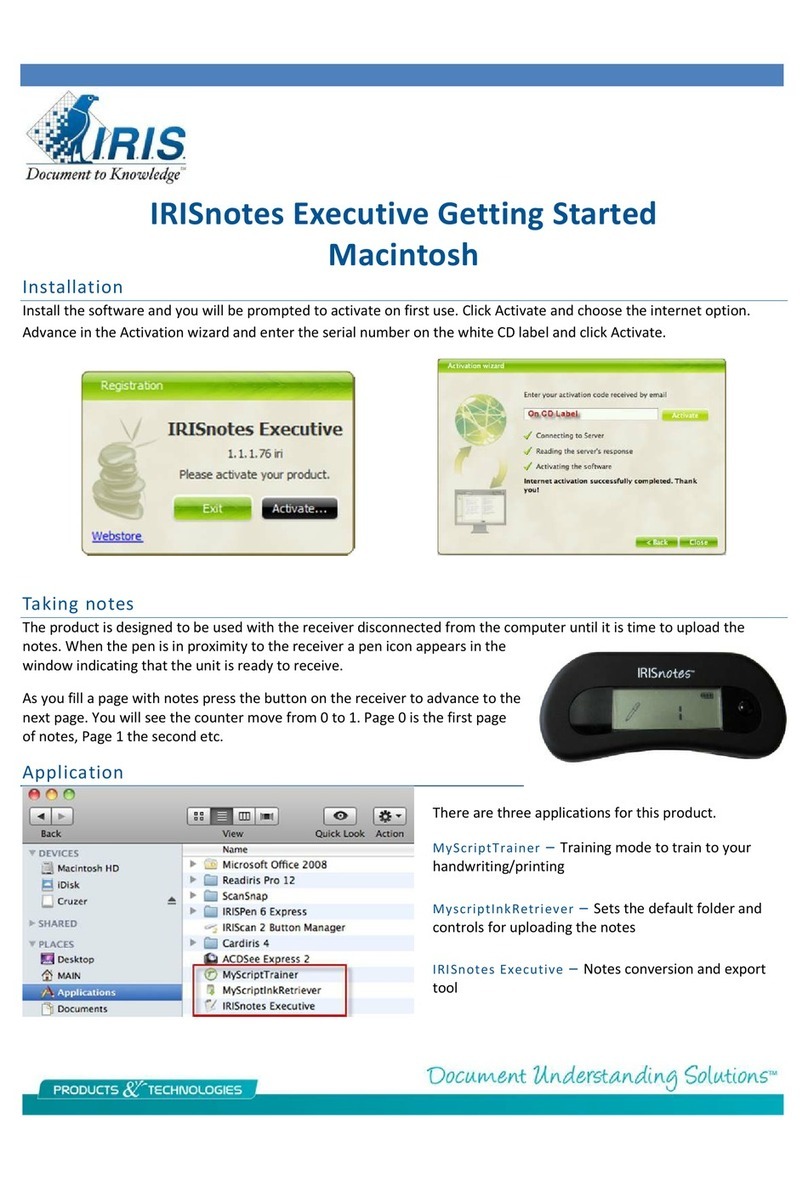 I.R.I.S. IRISNOTES EXECUTIVE - GETTING STARTED MAC Getting started guide