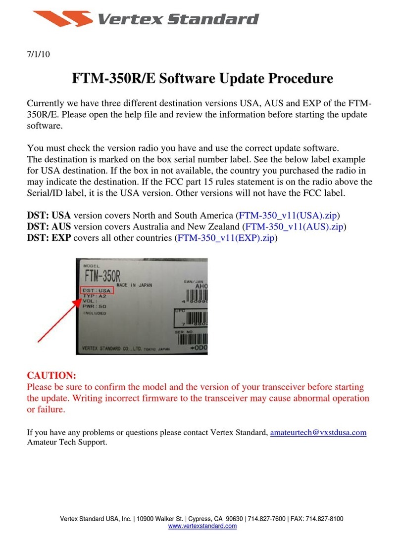 Vertex Standard FTM-350R - SOFTWARE UPDATE PROCEDURE 7110 Update